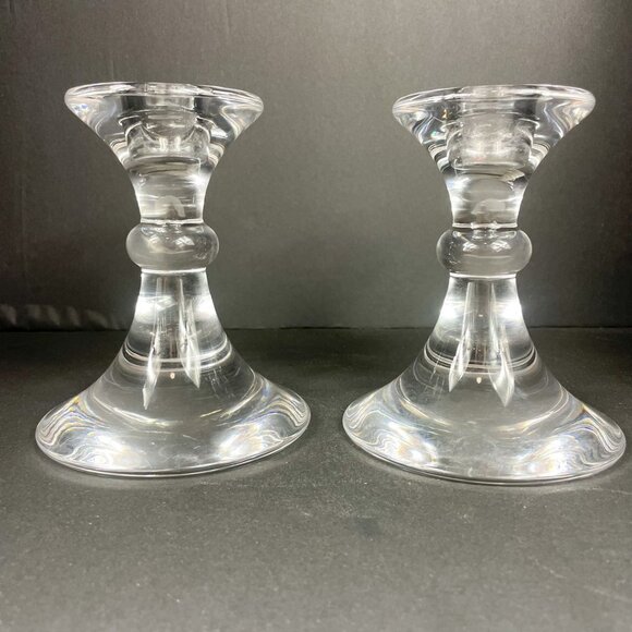 Val St Lambert Ingo Crystal Candlestick Holders set of 2 - Picture 2 of 6